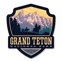 Grand Teton NP Ridin' High Emblem Wooden Magnet