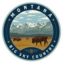 Montana Big Sky Country Bison Circle Sticker