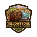 Yellowstone NP Bison Crossing Small Emblem Sticker