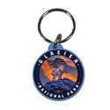 Glacier NP Mountain Goat Circle Wood Key Ring