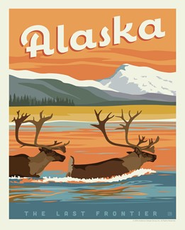 AK Swimming Caribou 8"x10" Print