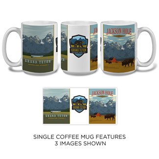 Jackson Hole, Grand Teton, & Bear Patch Mug