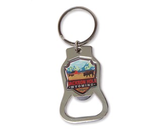 Jackson Hole, WY Emblem Bottle Opener Key Ring