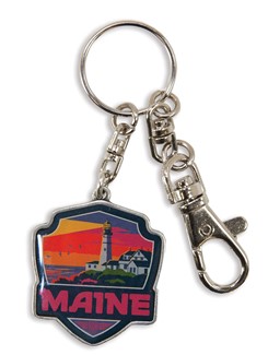 ME Portland Light Emblem Pewter Key Ring