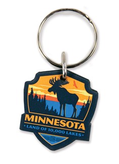 MN Moose Emblem Wooden Key Ring