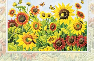 Sunflowers & Goldfinches Folded - W/Env