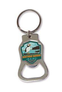 Boothbay Harbor Maine Emblem Bottle Opener Key Ring