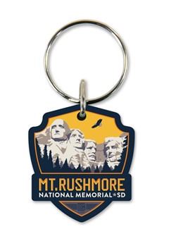 Mt. Rushmore Emblem Wooden Key Ring