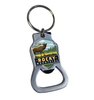 Rocky Mountains Emblem Bottle Opener Key Ring