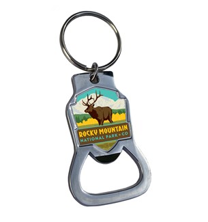 Rocky Mountains Emblem Bottle Opener Key Ring