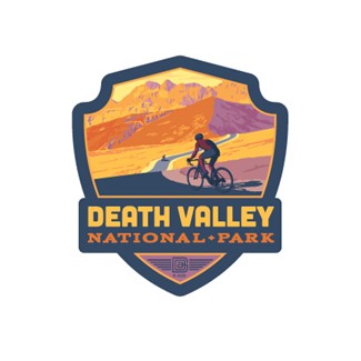 Death Valley NP Biking Emblem Wooden Magnet