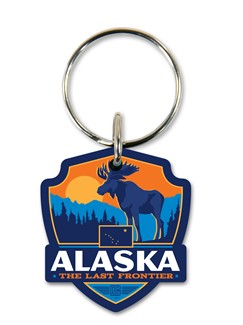 AK State Pride Emblem Wooden Key Ring