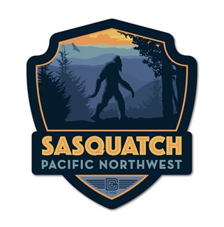 Sasquatch Sighting PNW Emblem Wooden Magnet