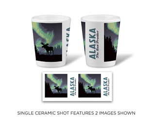 Alaska Northern Lights Moose Ceramic Shot