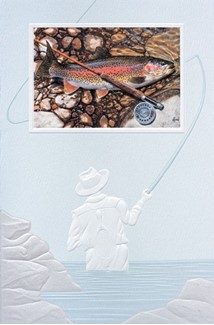 Rainbow Trout & Rod Folded - W/Env