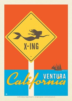 Ventura, CA Mermaid X-Ing Postcard