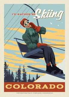 I'd Rather Be Skiing CO Postcard