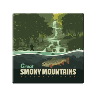 Great Smoky Mountain National Park Speckled Trout Square Magnet