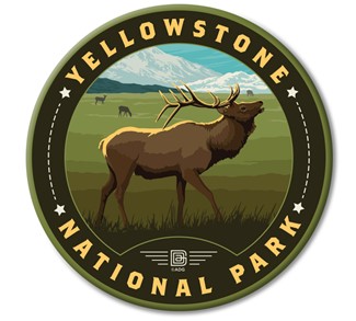 Yellowstone NP Bugling Elk Circle Magnet