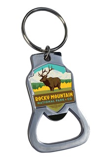 Rocky Mountain National Park Longs Peak Emblem Bottle Opener Keyring