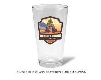 Kenai Fjords National Park Kayaker Emblem Pub Glass