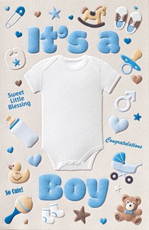 Baby Boy Onesie (BY) Folded W/Env