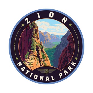 Zion NP Ascent to Angels Landing Circle Sticker