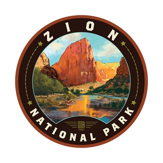 Zion NP Virgin River Valley Circle Sticker