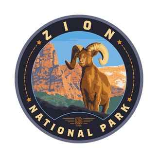 Zion NP Big Horn Sheep Circle Sticker