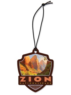 Zion NP Pronghorn Antelopes Emblem Wood Ornament