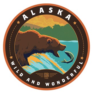 Alaska Fishing Bears Circle Sticker