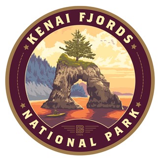 Kenai Fjords NP Kayaker Circle Sticker