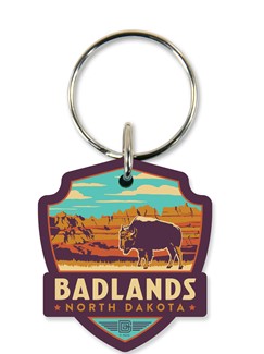 Badlands North Dakota Emblem Wood Key Ring