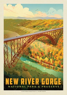New River Gorge NP and Preserve Bird's Eye View Postcard