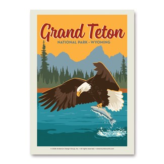 Grand Teton NP Eagle & Salmon Vertical Sticker