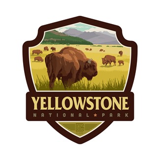 Yellowstone NP Bison Herd Small Emblem Sticker