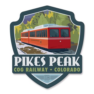 Pikes Peak Colorado Cog Railway Emblem Wood Magnet