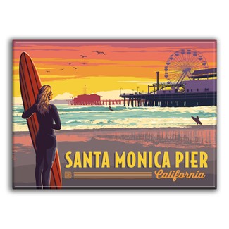 Santa Monica Pier CA Surfer Magnet