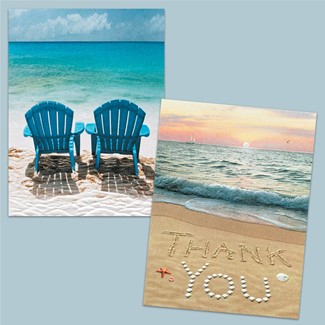 Beach and Chairs Blank Note Cards - 18 Count