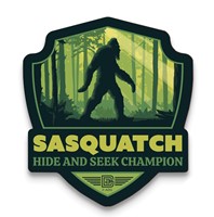 Sasquatch Hide and Seek Champion Emblem Wood Magnet