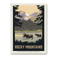 Rocky Mountains River Moose Vert Sticker