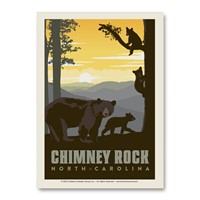 Chimney Rock, NC Bear & Cubs Vert Sticker