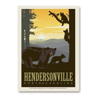 Hendersonville, NC Bear & Cubs Vert Sticker