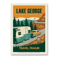 Lake George Adirondack Travel By Trailer Vertical Sticker