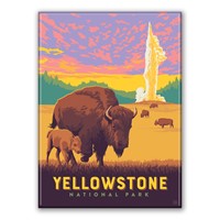 Yellowstone NP Old Faithful Bisons Magnet