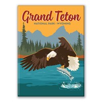 Grand Teton NP Eagle & Salmon Magnet