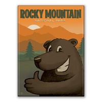 Rocky Mountain NP Cartoon Bear Magnet