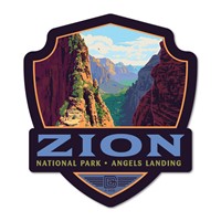 Zion NP Ascent to Angels Landing Emblem Wood Magnet