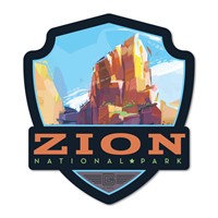 Zion NP Angels Landing Modern Emblem Wood Magnet