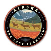 AK Frontier Caribou Circle Magnet